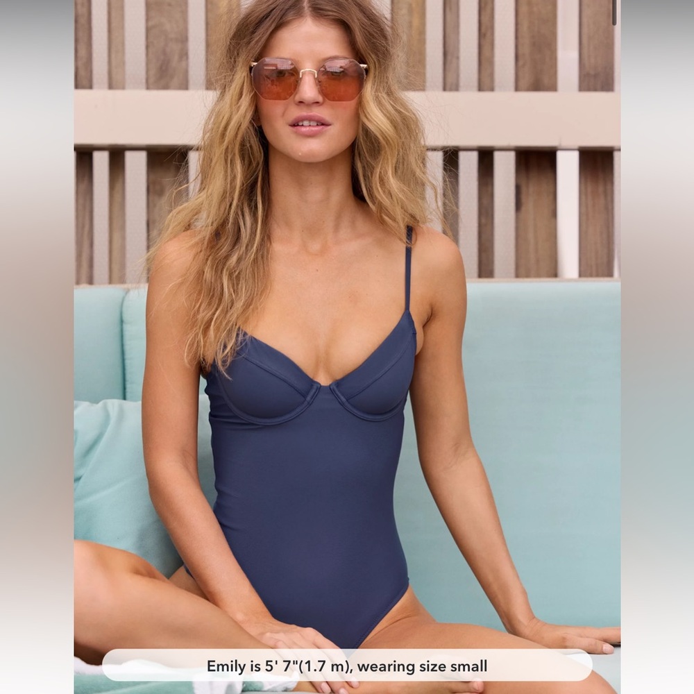 Aerie Navy Underwire One Piece Swimsuit